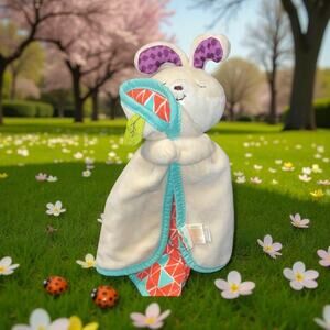 My B Toys Lovey Plush Bunny Rabbit Security Blanket Crinkle Leaf Baby Nursery